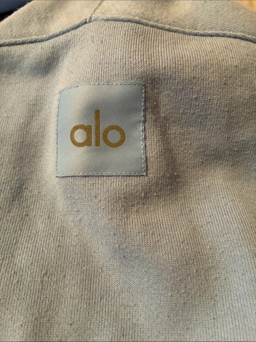 ALO Yoga Polo Henley Oversized Blue Cropped Pullover Sweatshirt XS